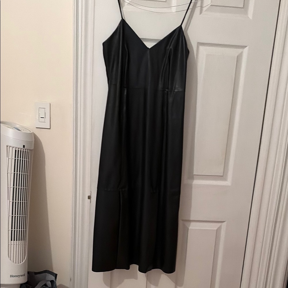 Banana Republic black vegan leather camisole top dress